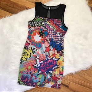 WET SEAL POP ART COMIC PRINT BODYCON DRESS